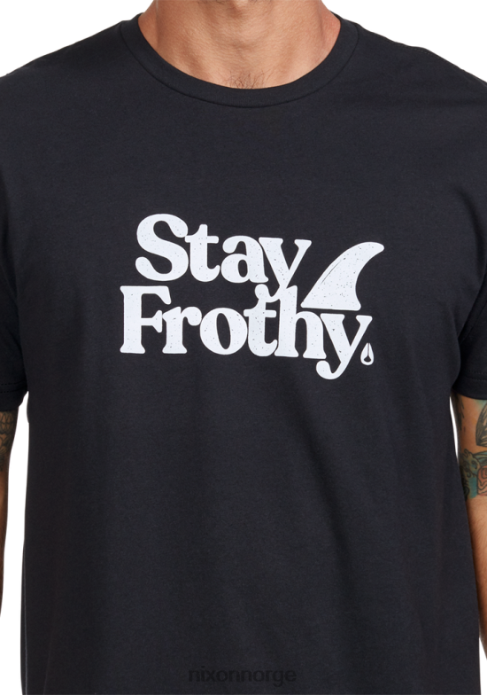 Nixon hold deg skummende repreve t-skjorte 42H0X514 klær svart hvit