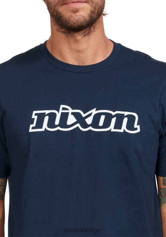 Nixon og script øko-repreve t-skjorte 42H0X498 klær marine/hvit