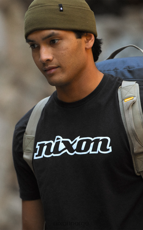 Nixon og script øko-repreve t-skjorte 42H0X499 klær svart hvit