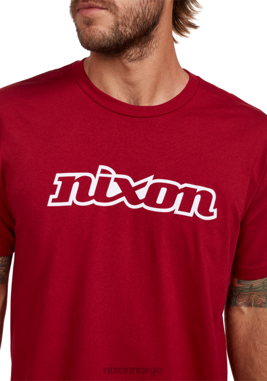 Nixon og script øko-repreve t-skjorte 42H0X500 klær kardinal/hvit