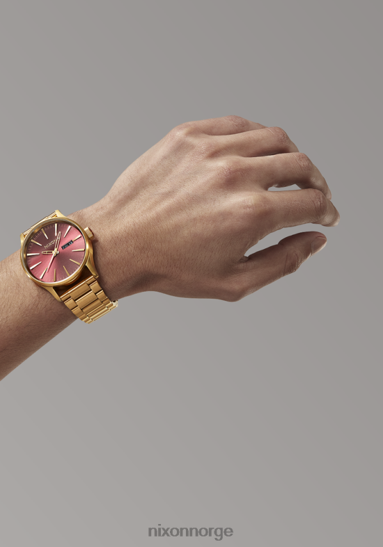 Nixon vakt i rustfritt stål 42H0X14 se okseblod solstråle/gull