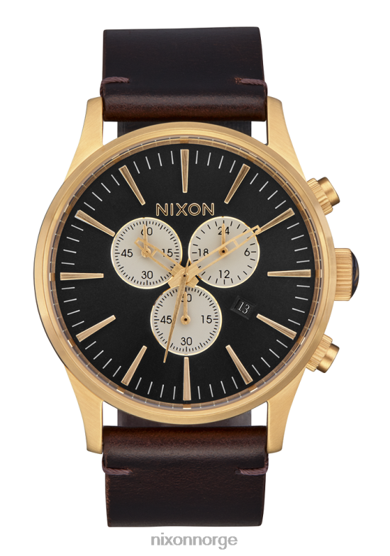 Nixon vaktpost chrono skinn 42H0X108 se gull/indigo/brun