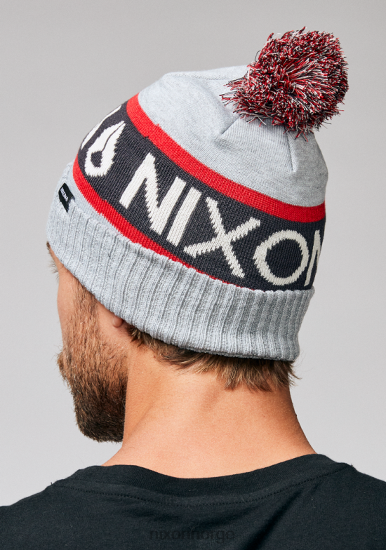 Nixon teamster beanie 42H0X373 tilbehør gråmelert/rød